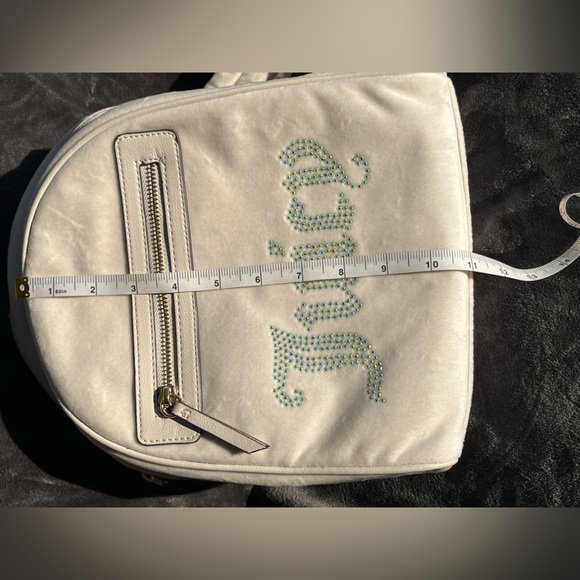 Juicy Couture velvet backpack. Ivory w/rhinestone logo. Ivory. NWT. Great gift. - Picture 14 of 16
